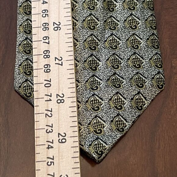 Angleino Green Hand Made 100% Silk Men’s Neck Tie - Picture 5 of 9